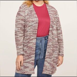 Lane Bryant Textured Open Weave Front Long Line Cranberry Cardigan 18/20